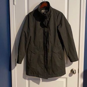 Grey Mid-Thigh Military Style Winter Coat